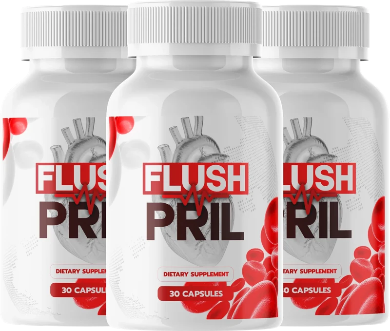 FlushPril three bottle pack of 30 capsule heart and circulation supplement